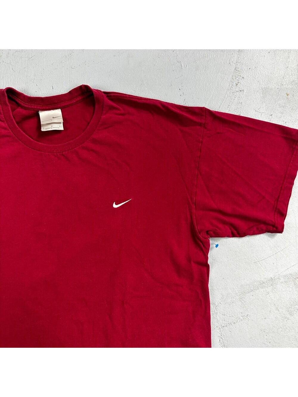 Nike Silver Tag Y2K VTG T Shirt Maroon Red Large Basic Essential Center Swoosh